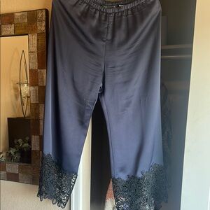 Zara Navy Satin Trousers